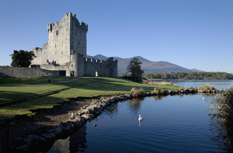 Ross Castle view with mountains in the background