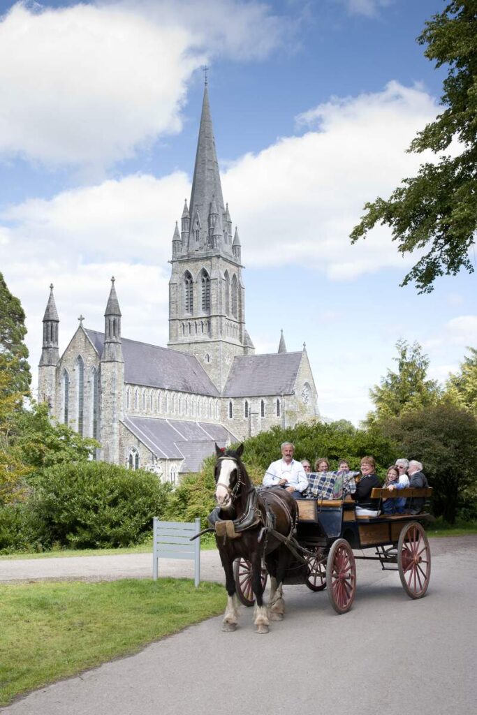 Jaunting Car in front of the cathedral - Destination Killarney