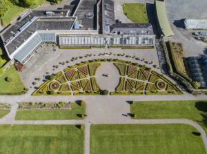 Aerial shot of Muckross Gardens beside Muckross Restaurant