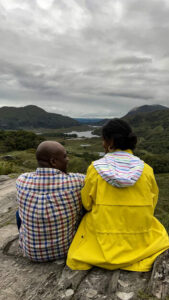 Views across upper lake and Ladies View, Lakes of Killarney - enjoyed by a couple