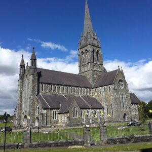 Side view of St. Mary's Cathedral on a sunny day with some clouds